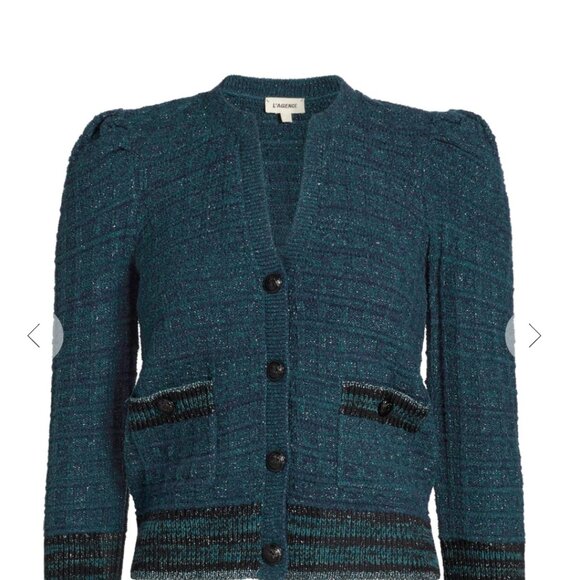 L'Agence Jenni Waffle-knit Cardigan Deep Teal-Multi Colour - Never worn - Picture 2 of 6